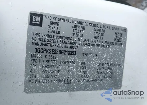 2011 Chevrolet Silverado 1500 Lt from USA, damaged, VIN 3GCPKSE33BG213353